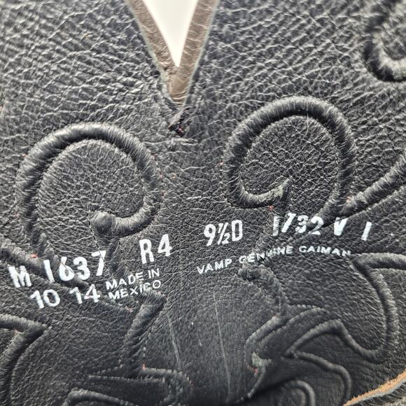 Lucchese Boots Men 9.5D Black Cherry Caiman Belly Leather Western Charles EXOTIC - Picture 10 of 14